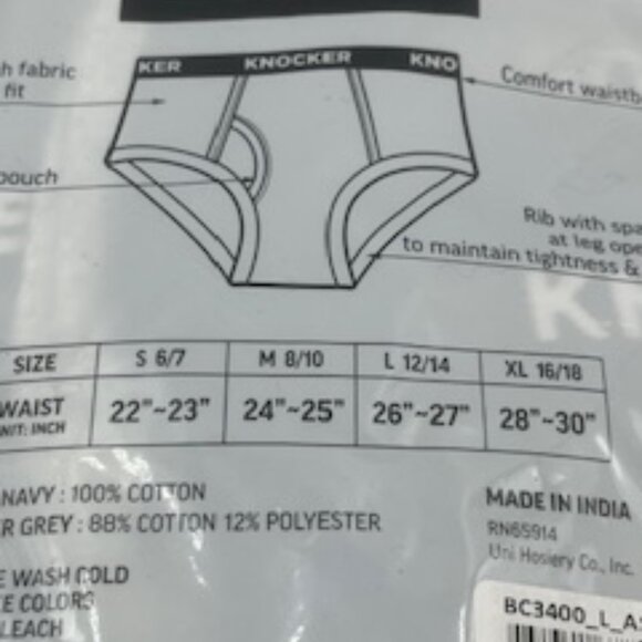 NEW Knockers Kids Cotton Briefs Boys 3 Piece Packages Set Of 2 Total 6 Size larg - Picture 4 of 4